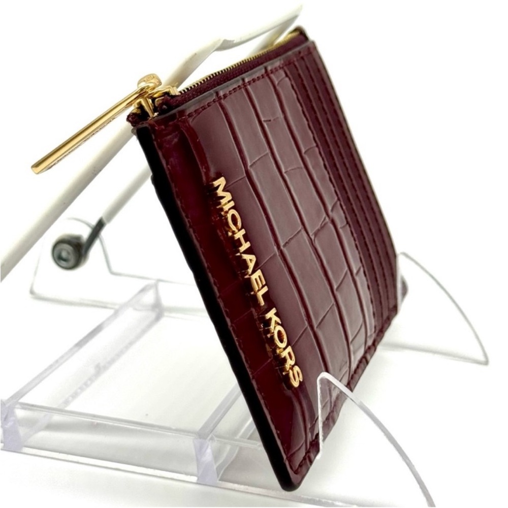 Michael Kors Medium Logo Card Case Wallet Ox Blood Multi - Picture 4 of 7